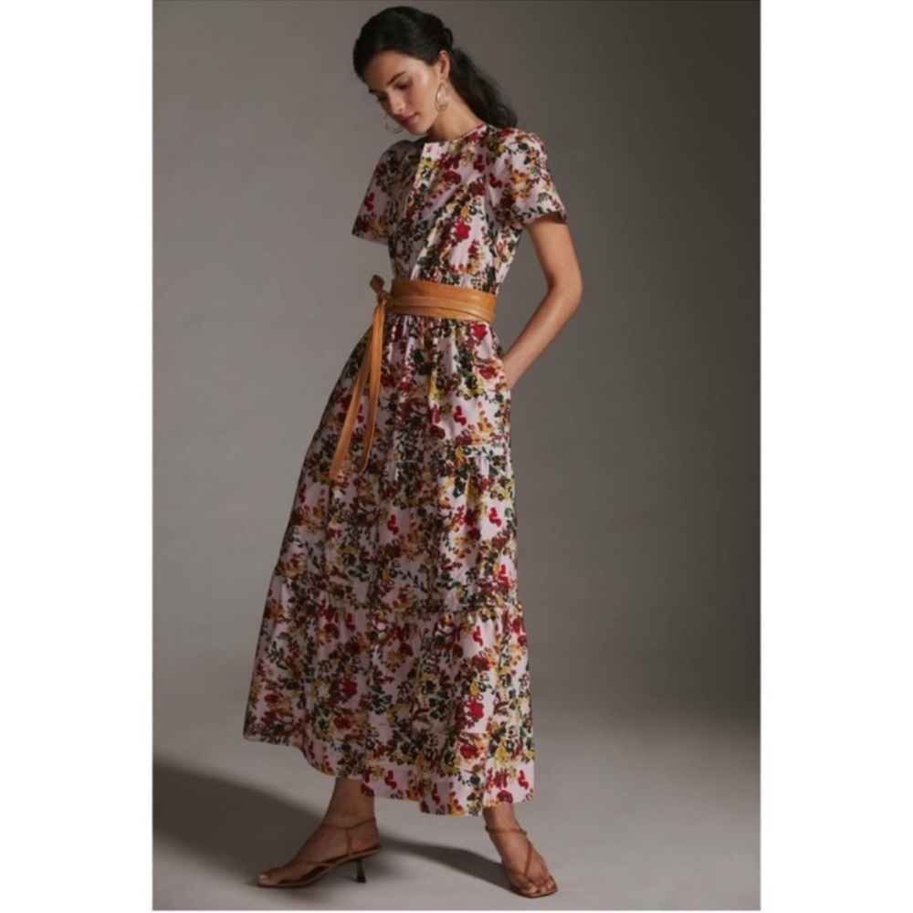 Anthropologie Somerset Floral Cotton Maxi Dress Pink Cottagecore Size S NWT - Picture 6 of 17